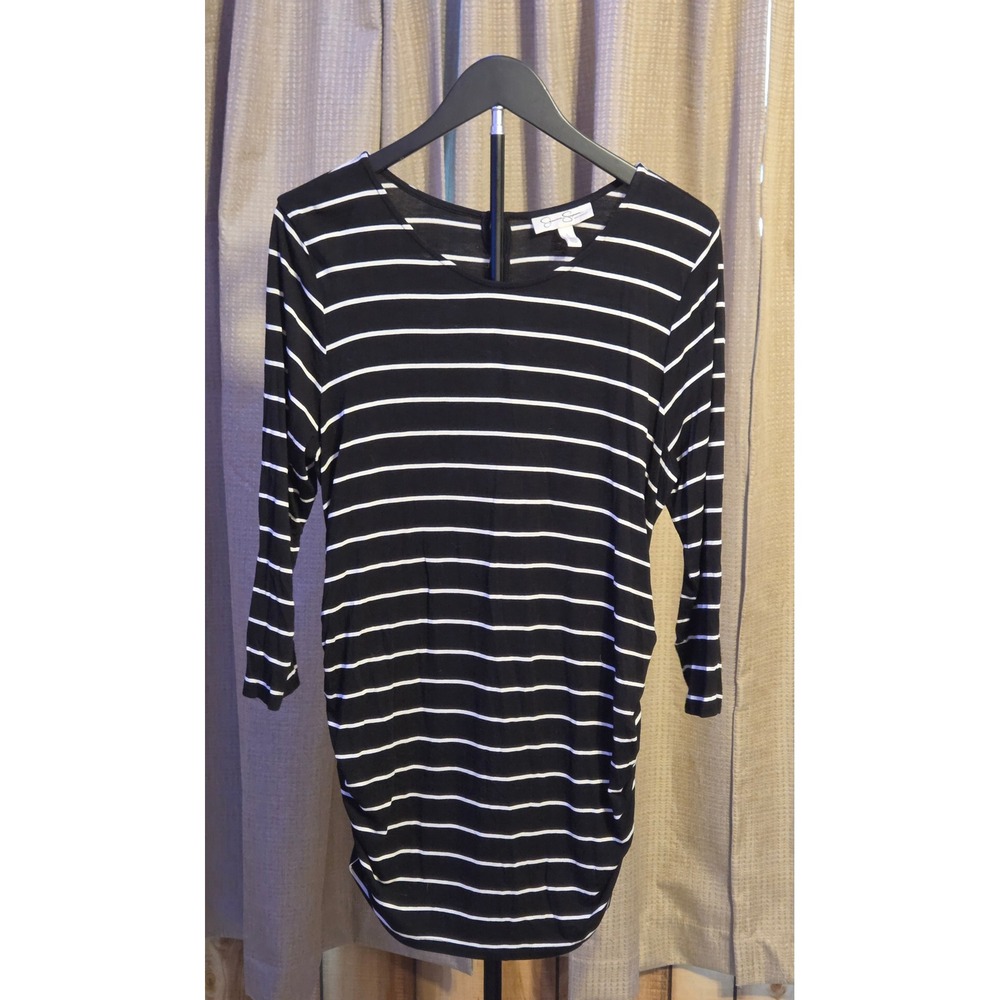 Jessica Simpson Maternity Striped‎ Long Sleeve Dress Women's Large Black White